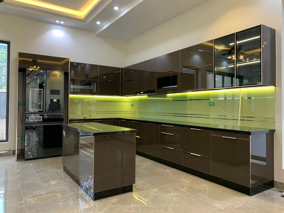 Tủ bếp inox cánh kính Tủ bếp inox cánh kính